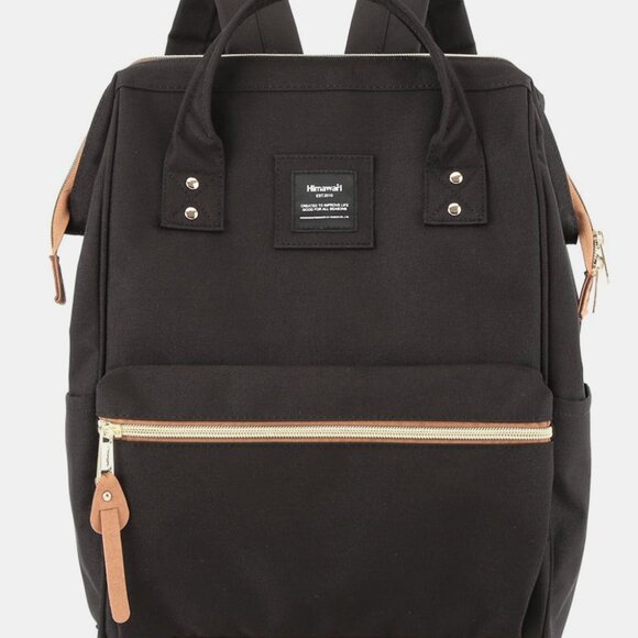 Himawari Contrast Waterproof Canvas Backpack Bag with Side Pockets main image 5